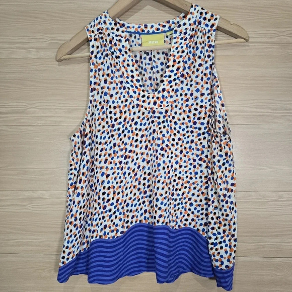Anthropologie Maeve Emma Tank Swing Top Blouse Size 6 Dots Stripes Sleeveless‎ - Picture 2 of 8